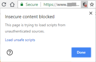 Chrome insecure content blocked shield icon