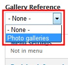 Screen shot of the Gallery Reference drop-down menu