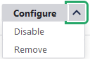 The Configure button has a drop-down containing options to Disable and Remove blocks