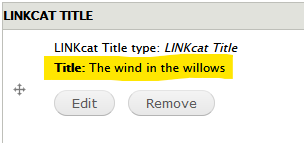 Screenshot showing the LINKcat Title field